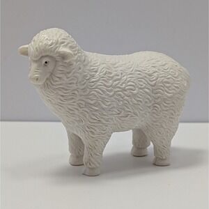 Resin Figurine White Sheep Lamb Vintage Kid Toy Farm Animal